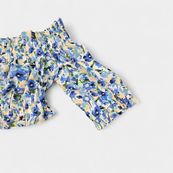 Altar’d State Short Sleeve Floral Smocked Crop Top Multicolor S Girly Coquette - Picture 2 of 7